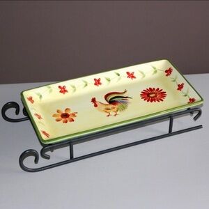 Pfaltzgraff Daybreak Rooster Sled Tray Serving Tray New